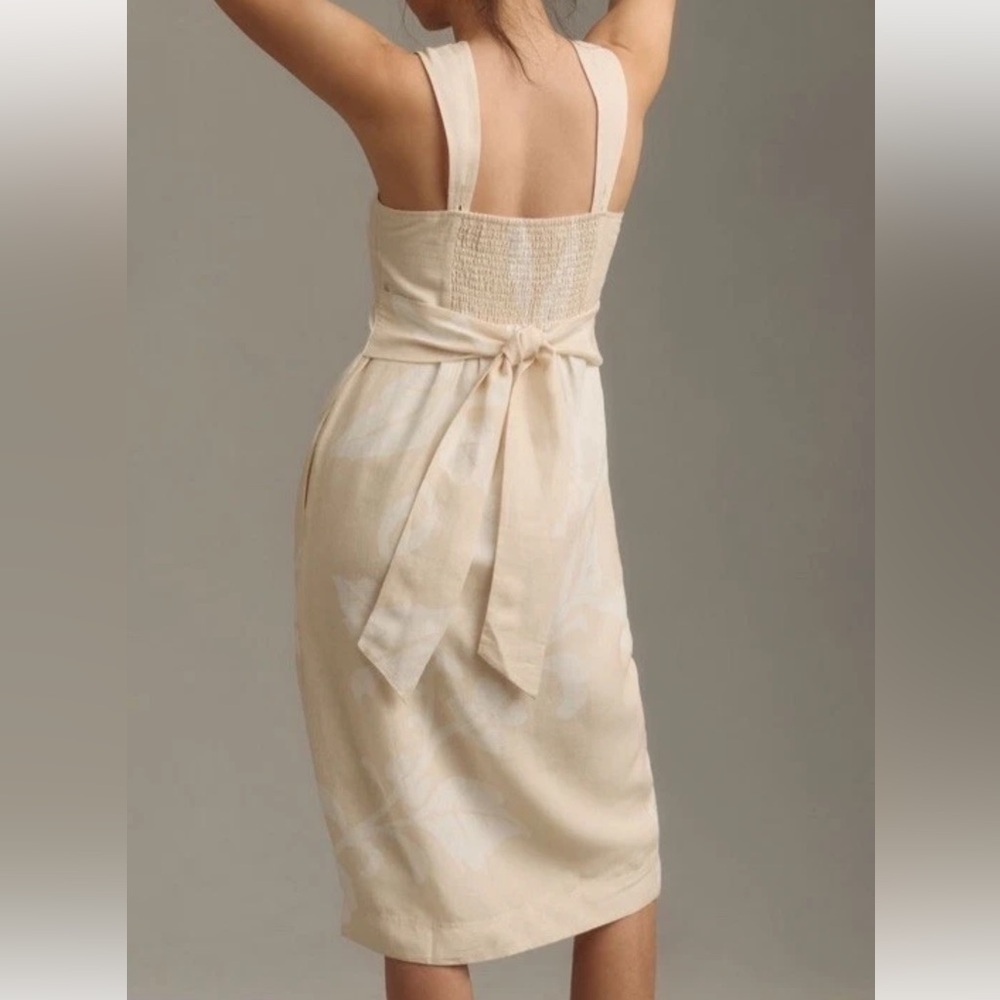 PILCRO Anthropologie Sleeveless Square-Neck Linen Midi Dress Size M NWT - Picture 2 of 7